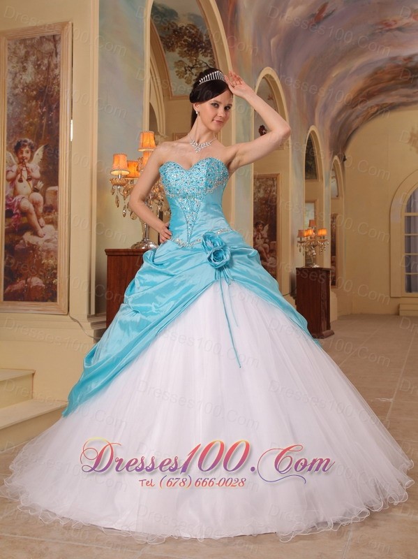 Aqua and White Sweet 16 Dress A-line for 2013