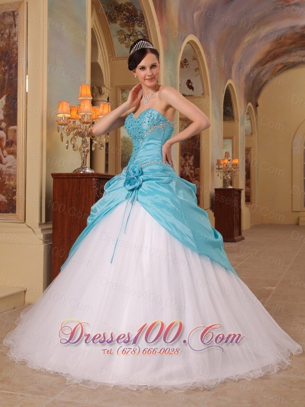 Aqua and White Sweet 16 Dress A-line for 2013