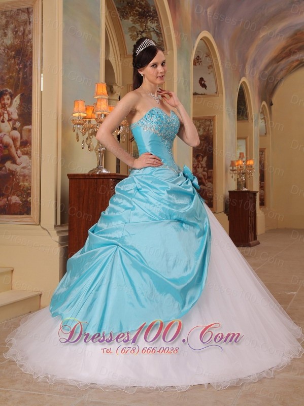 Aqua and White Sweet 16 Dress A-line for 2013