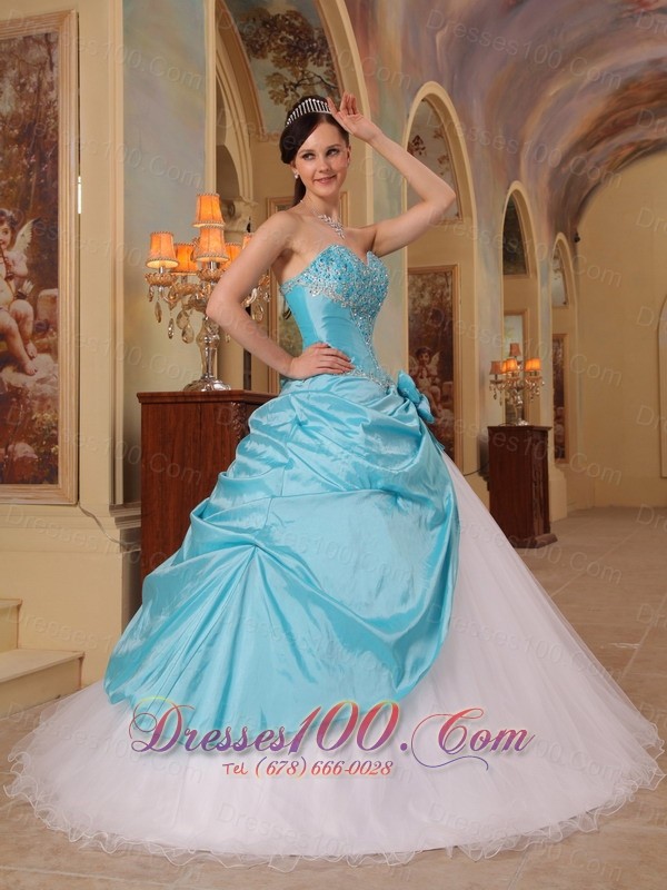 Aqua and White Sweet 16 Dress A-line for 2013