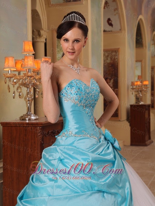 Aqua and White Sweet 16 Dress A-line for 2013