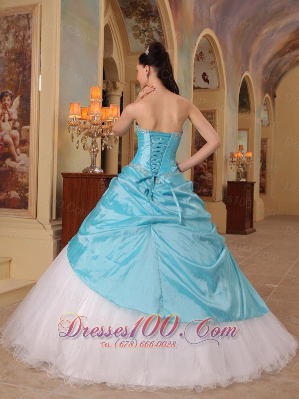 Aqua and White Sweet 16 Dress A-line for 2013