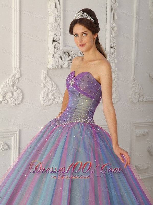 Colorful Sweetheart Beading A-line Sweet 15 Dress