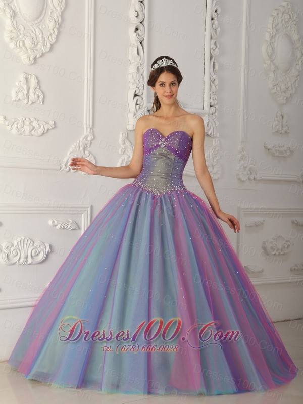 Colorful Sweetheart Beading A-line Sweet 15 Dress