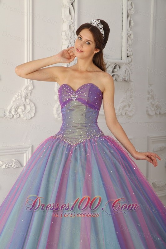 Colorful Sweetheart Beading A-line Sweet 15 Dress