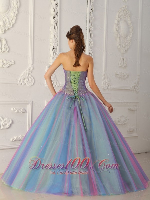 Colorful Sweetheart Beading A-line Sweet 15 Dress