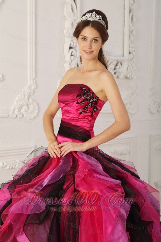 Strapless Multi-color Quinceanera Dress Ball Gown
