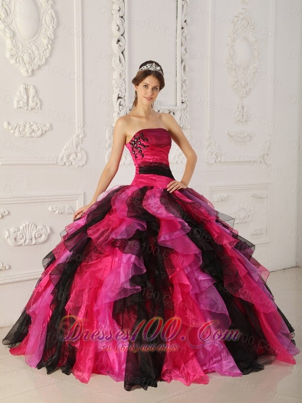 Strapless Multi-color Quinceanera Dress Ball Gown