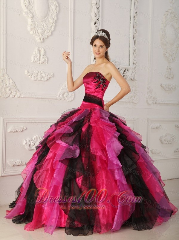 Strapless Multi-color Quinceanera Dress Ball Gown