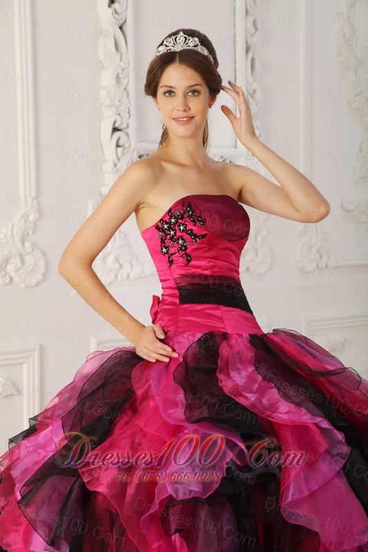 Strapless Multi-color Quinceanera Dress Ball Gown