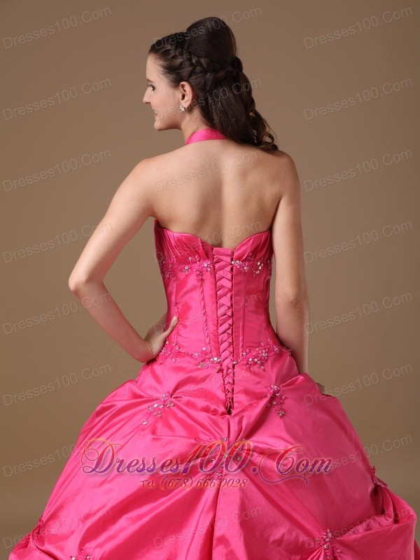 Halter Coral Red Sweet 16 Dress Pick-ups
