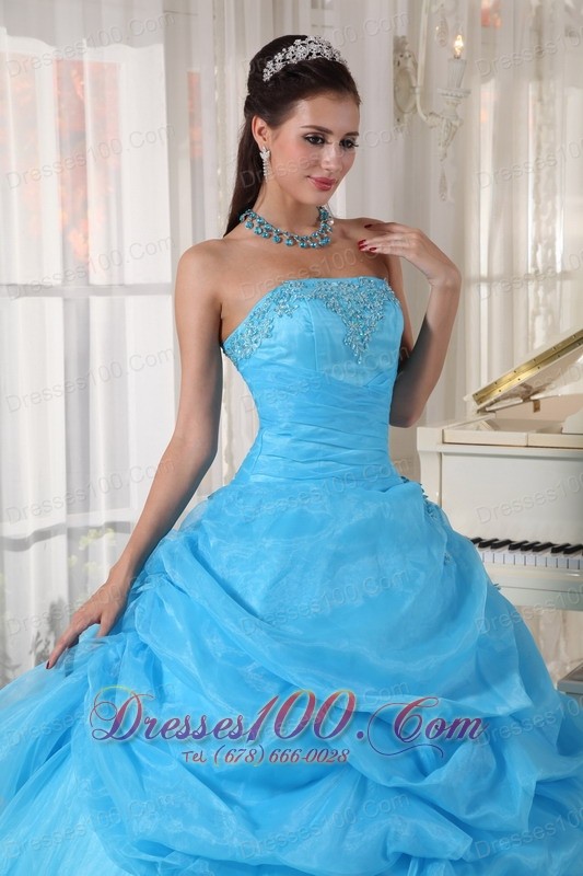 Strapless Baby Quinceanera Pick-ups Beading
