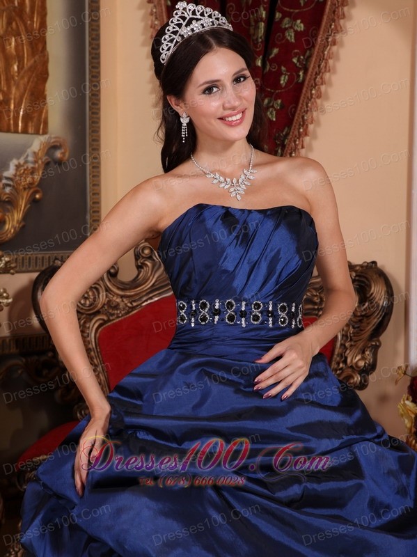 Navy Blue Embroidery Quinceanera Dress Pick-ups