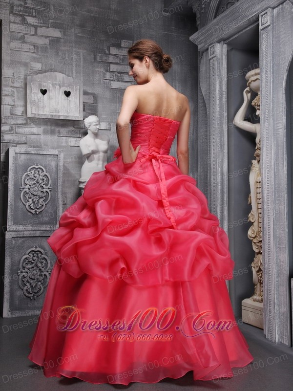 Sweetheart Coral Red Quinceanera Dress Pick-ups
