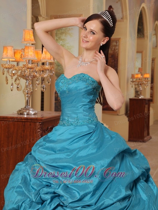 Discount Sweetheart Teal Pick-ups Quinceanera Dress