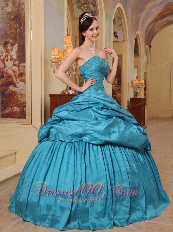 Discount Sweetheart Teal Pick-ups Quinceanera Dress