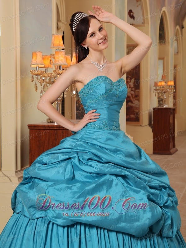 Discount Sweetheart Teal Pick-ups Quinceanera Dress