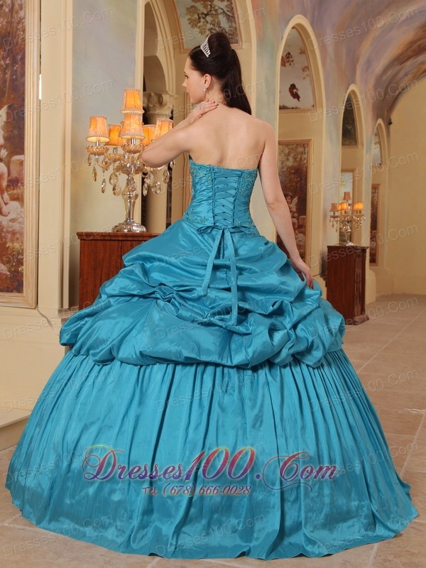 Discount Sweetheart Teal Pick-ups Quinceanera Dress