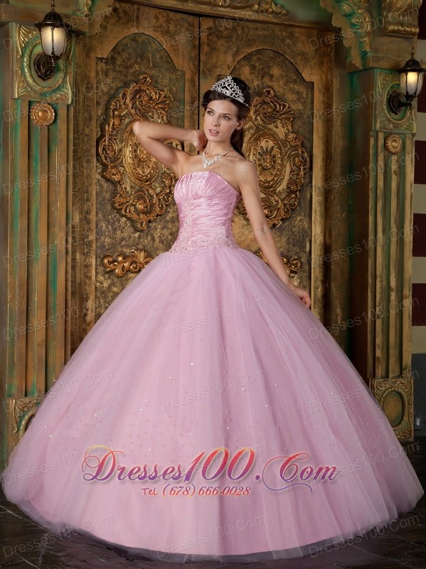 Sweet 15 Dress A-line Pink Ball Gown Strapless