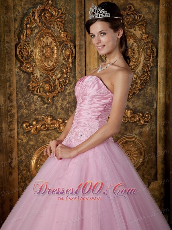 Sweet 15 Dress A-line Pink Ball Gown Strapless