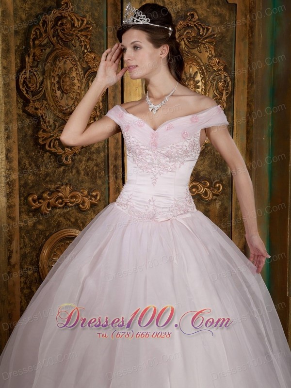 Off the Shoulder Sweetheart Sweet 15 Dress Pink