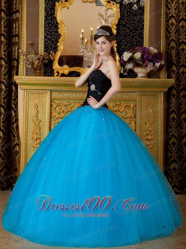 Sweetheart Black and Teal Quinceanera Dress 2013