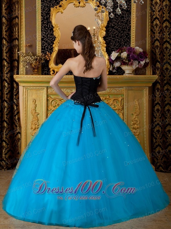 Sweetheart Black and Teal Quinceanera Dress 2013