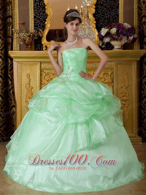 Apple Green Pick-ups Sweetheart Sweet 16 Dress