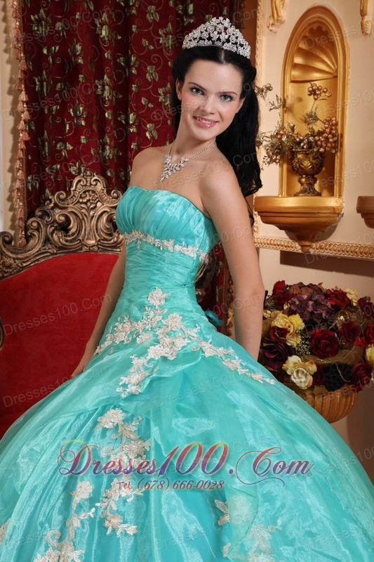 Green Quinceanera Dress Strapless Ball Gown Embroidery