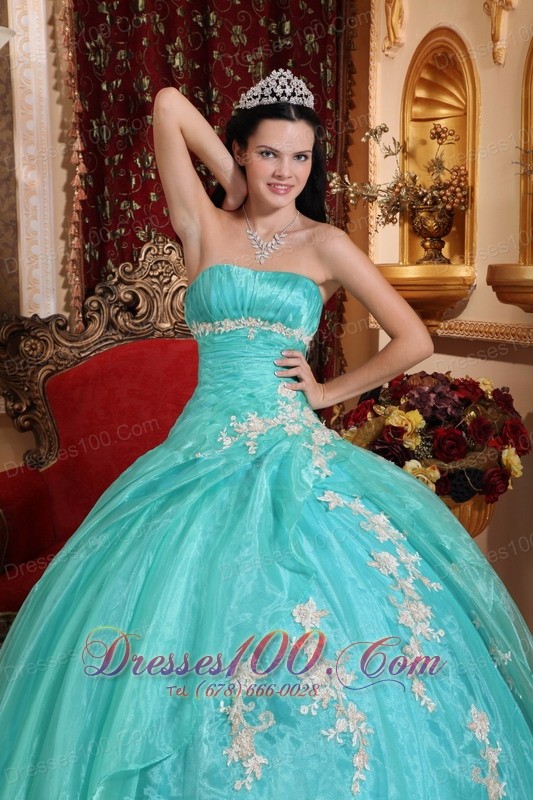 Green Quinceanera Dress Strapless Ball Gown Embroidery