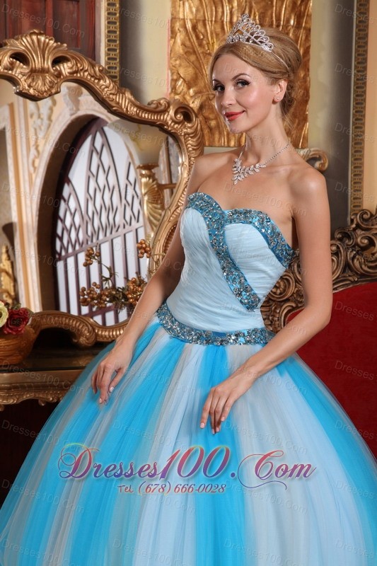Sweetheart Ruched Trendy Tulle Beading Quinceanera Dress