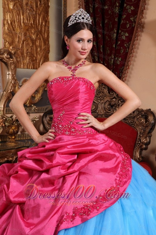 Colorful Quinceanera Gown Strapless Appliques with Beading