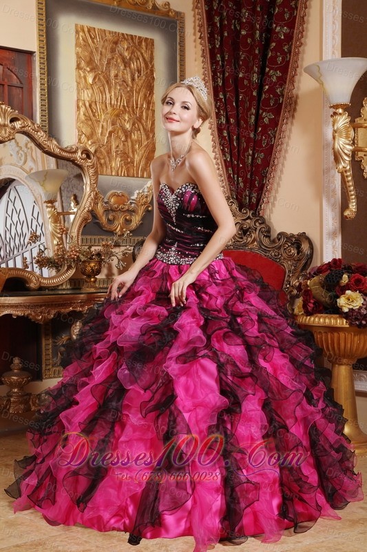 Multi-color Sweetheart Quinceanera Dress Beading with Ruffles