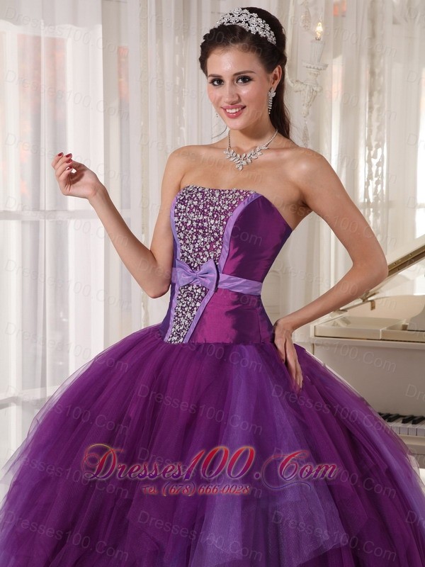 Elegant 2013 Purple Quinceanera Dress Tulle Beading