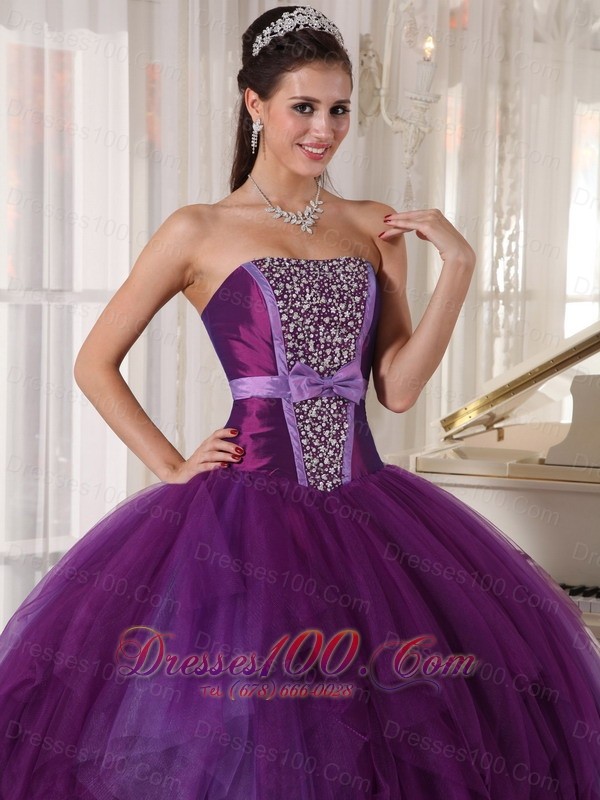 Elegant 2013 Purple Quinceanera Dress Tulle Beading