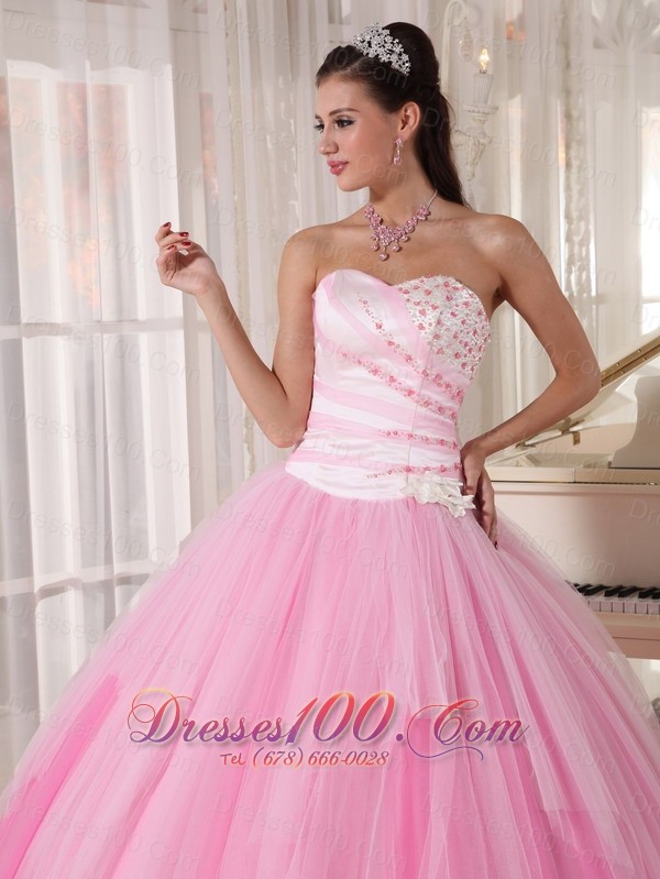 Perfect Beading Pink Quinceanera Dress Sweetheart Tulle