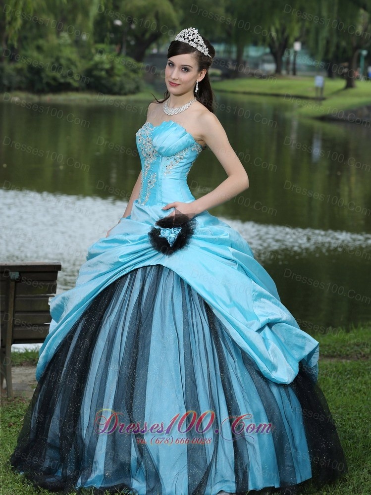 Beaded Aqua Blue Taffeta 2013 Quinceanera Dress On Sale