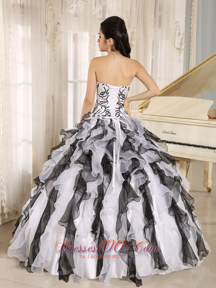Multi-color Quinceanera Gowns Embroidery and Ruffles Organza