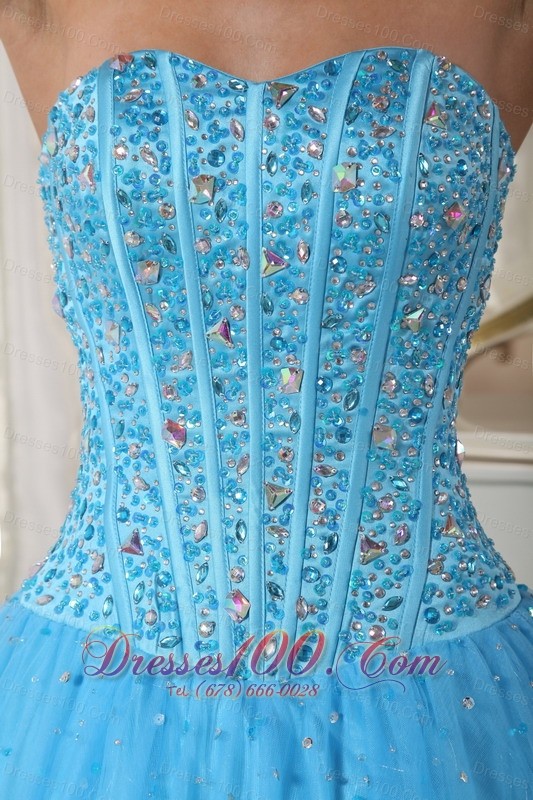 Plus Size Sky Blue Quinceanera Dress Tulle Beading