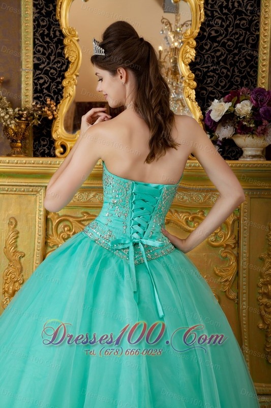 Strapless Turquoise Quince Dresses Organza Beading Affordable