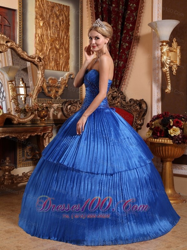 Sweetheart Organza Ball Gown Royal Blue Quincenera Dresses