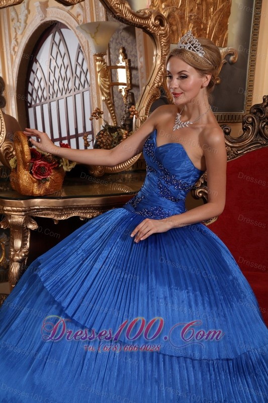 Sweetheart Organza Ball Gown Royal Blue Quincenera Dresses
