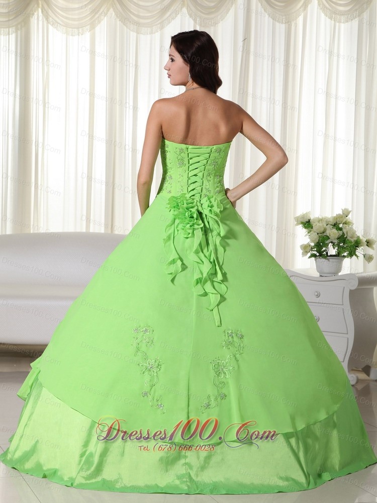 Spring Green Chiffon Beading Quinceanera Dress Plus Size
