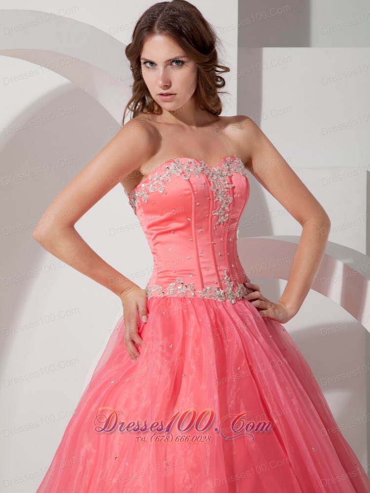 Satin and Organza Appliques with Beading Quinceanera Dress