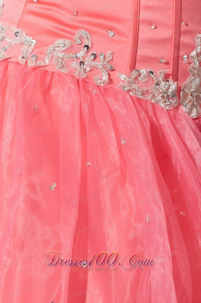 Satin and Organza Appliques with Beading Quinceanera Dress