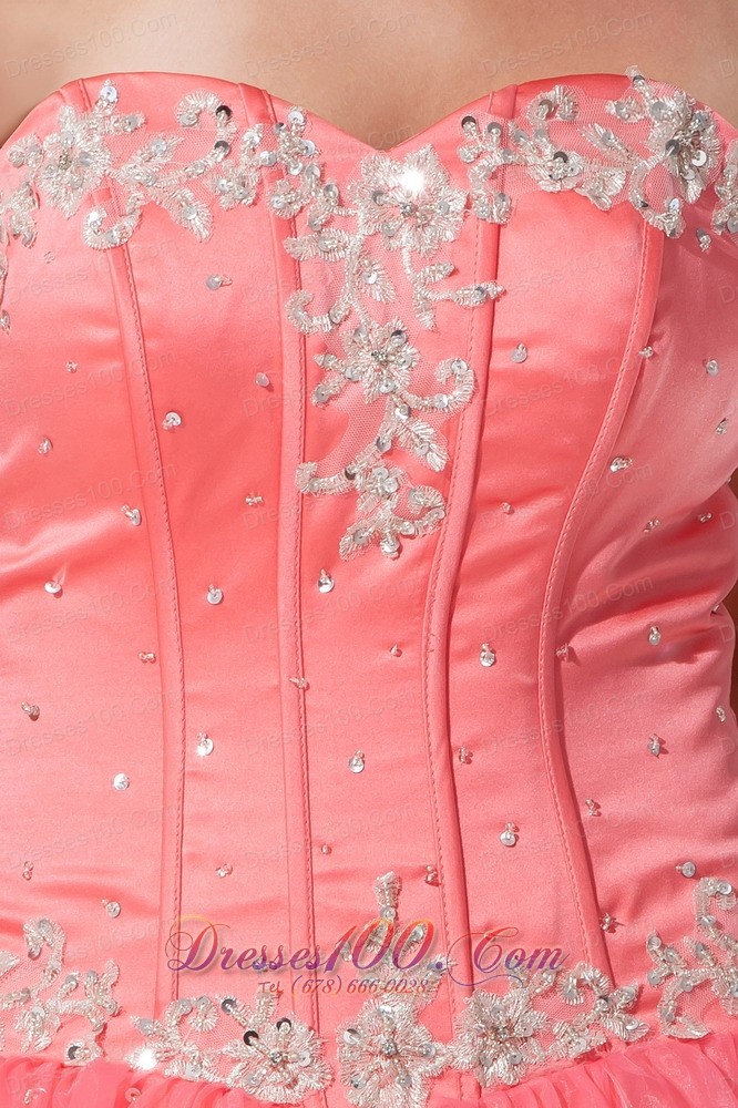 Satin and Organza Appliques with Beading Quinceanera Dress