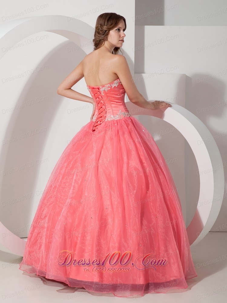 Satin and Organza Appliques with Beading Quinceanera Dress