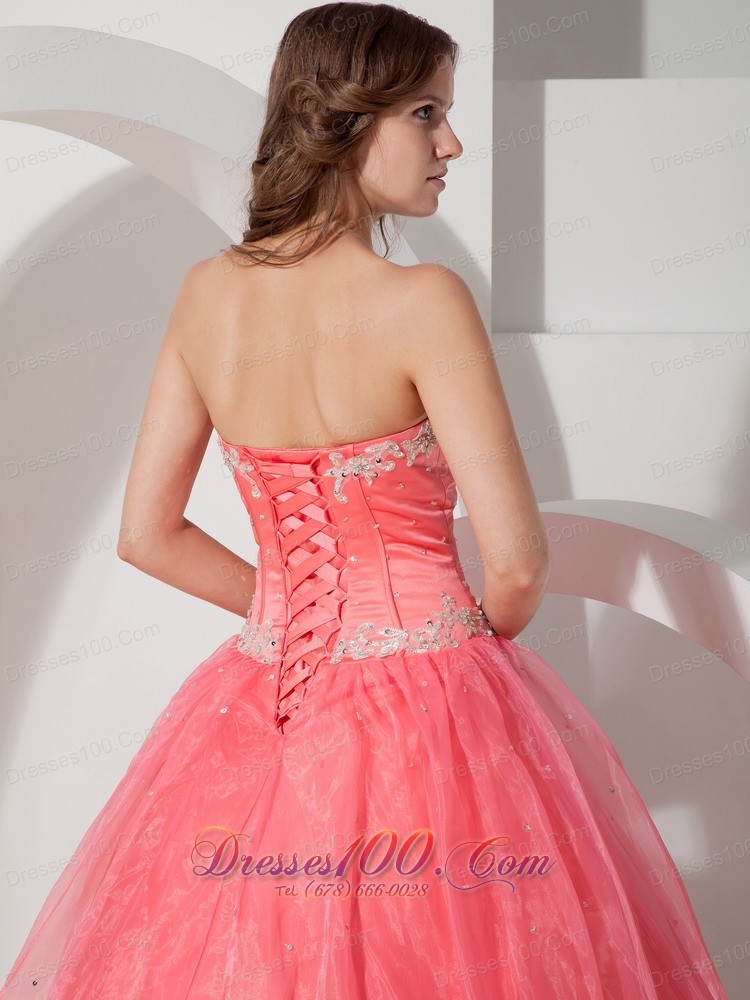 Satin and Organza Appliques with Beading Quinceanera Dress