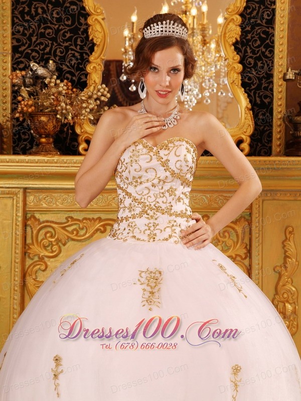 Ball Gown White Sweet 15 Dresses Organza Appliques