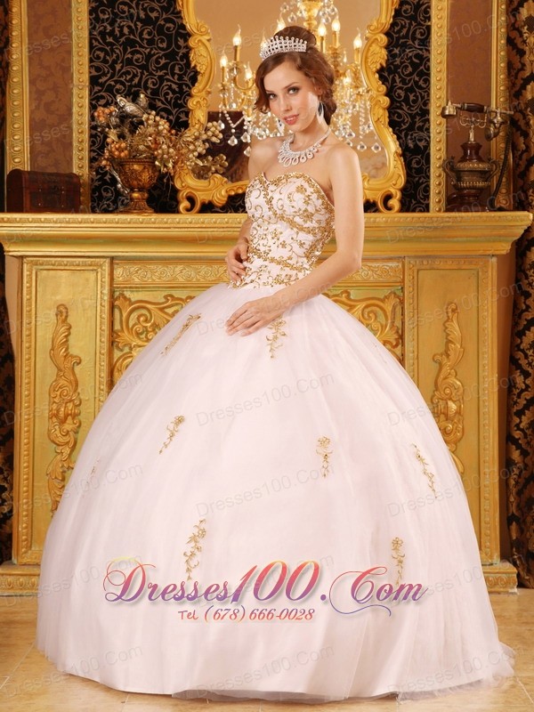 Ball Gown White Sweet 15 Dresses Organza Appliques